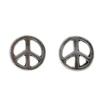 Sterling silver stud earrings, 'Peace Sign' - Sterling Silver Peace Symbol Stud Earrings from Thailand