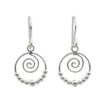Sterling silver dangle earrings, 'Whirl' - Handcrafted Sterling Silver Dangle Earrings with Spirals