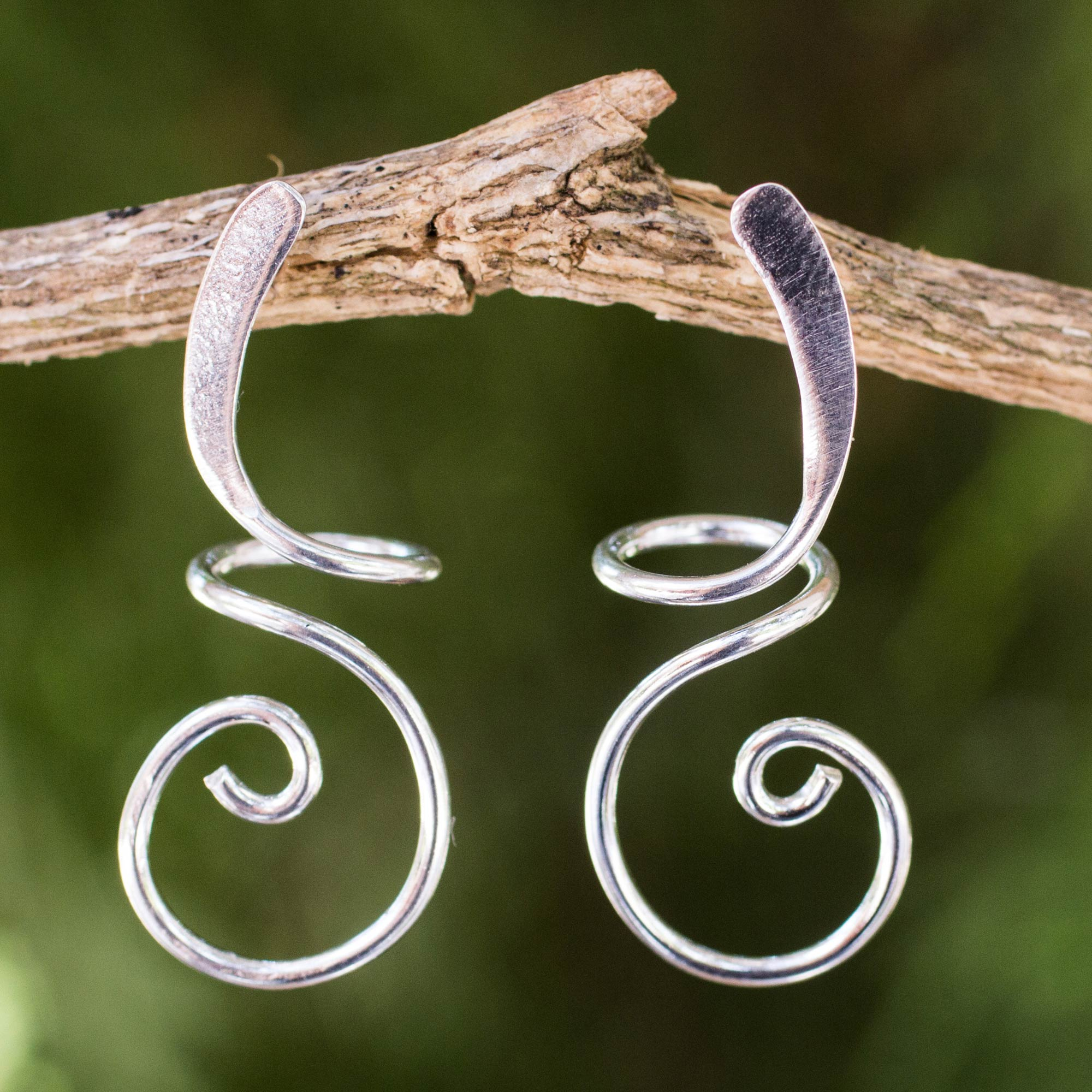 Artisan Crafted Sterling Silver Drop Earrings from Thailand