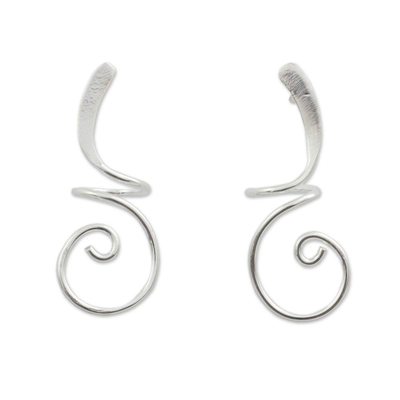 Sterling silver drop earrings, 'Lovely Spiral' - Artisan Crafted Sterling Silver Drop Earrings from Thailand