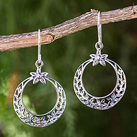 Sterling silver dangle earrings, 'Sweet Victory' - Laurel Wreath Victory Theme Earrings in Sterling Silver