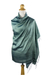 Rayon and silk blend shawl, 'Elegance in Jade' - Jade Green Rayon and Silk Blend Floral Shawl thumbail