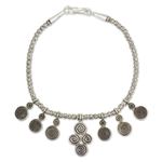 Silver charm bracelet, 'Karen Charm' - Handmade Thai Karen Hill Tribe Silver Charm Bracelet