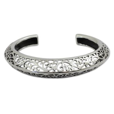 Sterling silver cuff bracelet, 'Elegant Classic' - Artisan Crafted Sterling Silver Cuff Bracelet from Thailand