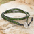 Quartz and leather wrap bracelet, 'Hill Tribe Green' - Leather Bracelet with Green Quartz and Hill Tribe Silver thumbail