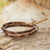 Quartz and leather wrap bracelet, 'Hill Tribe Lands in Brown' - Brown Quartz and Brown Leather Hand Made Wrap Bracelet