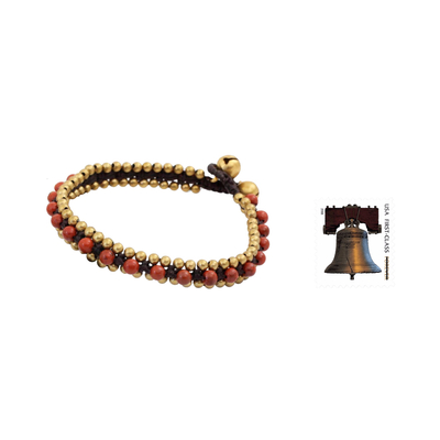 Unakite and jasper bracelets, 'Happy Times' (pair) - Beaded Fair Trade Bracelets with Jasper and Unakite (Pair)