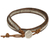Silver and leather wrap bracelet, 'Satkona Yantra' - Silver Hindu Hexagram on Beaded Leather Wrap Bracelet thumbail