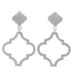 Sterling silver dangle earrings, 'Classical Ogee' - Fair Trade Brushed Silver Post Earrings from Thailand