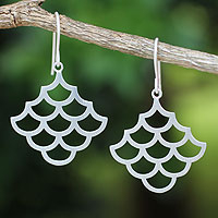 Sterling silver dangle earrings, 'Fish Scales'