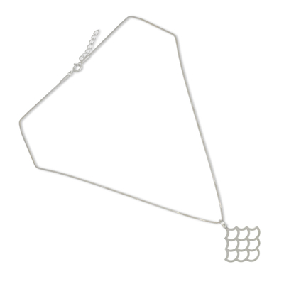 Halskette mit Anhänger aus Sterlingsilber - Handgefertigte Halskette mit Anhänger aus gebürstetem Sterlingsilber