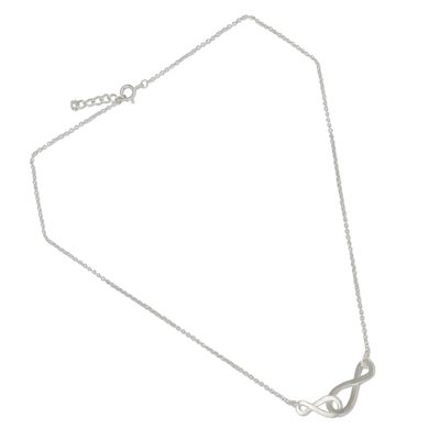 Halskette mit Anhänger aus Sterlingsilber - Halskette aus gebürstetem Sterlingsilber mit Unendlichkeitssymbolen