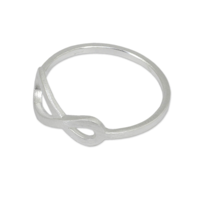 Sterling silver ring, 'Into Infinity' - Women's Brushed Sterling Silver Infinity Symbol Ring