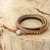 Wickelarmband aus Onyx und Jaspis-Leder - Onyx-Jaspis und Silber auf handgefertigtem Leder-Wickelarmband