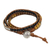 Onyx and jasper leather wrap bracelet, 'Hill Tribe Sunshine' - Onyx Jasper and Silver on Handcrafted Leather Wrap Bracelet thumbail