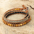 Onyx and jasper leather wrap bracelet, 'Hill Tribe Sunshine' - Onyx Jasper and Silver on Handcrafted Leather Wrap Bracelet (image 2b) thumbail