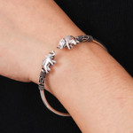 Sterling silver cuff bracelet, 'Proud Elephant' - Artisan Crafted Sterling Silver Elephant Cuff Bracelet