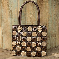 Coconut shell handbag, 'Sunflower Garden'