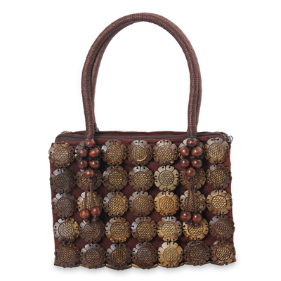 Artisan Crafted Brown Coconut Shell Handbag from Thailand