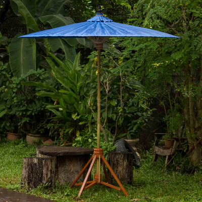 Dekorativer Gartenschirm - Fair-Trade-Gartendekor-Regenschirm aus Baumwolle und Bambus