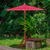 Decorative garden umbrella, 'Happy Garden in Crimson' - Bamboo and Cotton Handmade Red Garden Umbrella