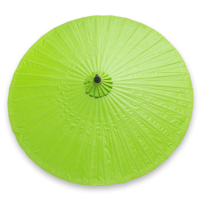 Decorative garden umbrella, 'Happy Garden in Bright Green' - Lime Green Garden Umbrella Crafted of Cotton and Bamboo