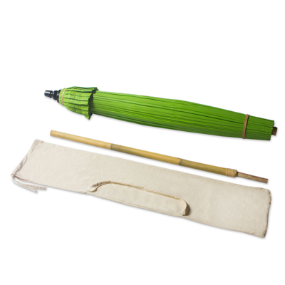 Dekorativer Gartenschirm - Lindgrüner Gartenschirm aus Baumwolle und Bambus