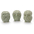 Celadon ceramic statuettes, 'Green Owl Trio' (set of 3) - Fair Trade Green Celadon Ceramic Owl Statuettes (set of 3) (image 2a) thumbail