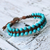 Beaded leather bracelet, 'Peaceful Turquoise' - Artisan Crafted Recon Turquoise and Leather Bracelet (image 2) thumbail