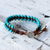 Beaded leather bracelet, 'Peaceful Turquoise' - Artisan Crafted Recon Turquoise and Leather Bracelet (image 2b) thumbail