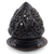 Ceramic candleholder, 'Midnight Lotus' - Handmade Dark Brown Ceramic Lotus Blossom  Candleholder