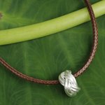 Men's sterling silver pendant necklace, 'Endless Knot' - Brushed Satin Sterling Silver Pendant Necklace for Men