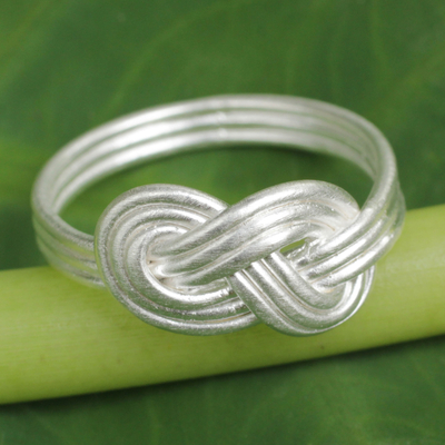 Men's sterling silver ring, 'Infinity Knot' - Men's Brushed Silver Infinity Symbol Motif Ring