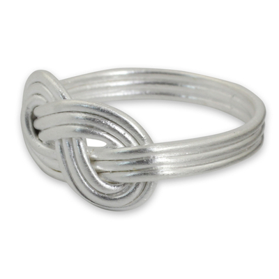 Men's sterling silver ring, 'Infinity Knot' - Men's Brushed Silver Infinity Symbol Motif Ring