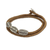 Silver beaded wrap bracelet, 'Chiang Mai Tan' - Handmade Tan Cord Wrap Bracelet with 950 Silver Beads