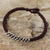 Silver beaded cord bracelet, 'Tribal Flowers in Brown' - Silver 950 and Dark Brown Cord Bracelet from Thailand thumbail