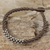 Silver beaded cord bracelet, 'Tribal Flowers in Taupe' - Braided grey Cord Bracelet with Silver 950 Floral Beads thumbail