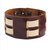Men's leather wristband bracelet, 'Rugged Weave' - Men's Brown and Cream Leather Wristband Bracelet