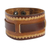 Men's leather wristband bracelet, 'Western Quest' - Hand Tooled Brown Leather Bracelet for Men