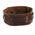 Men's leather wristband bracelet, 'Journey' - Fair Trade Men's Brown Leather and Brass Adjustable Bracelet (image 2a) thumbail