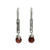 Garnet dangle earrings, 'Enchanted Love' - Hammered Sterling Silver and Garnet Dangle Earrings thumbail