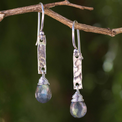 Labradorite dangle earrings, 'Enchanted Spirit' - Fair Trade Earrings with Sterling Silver and Labradorite