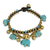 Brass beaded bracelet, 'Blue Elephant' - Handcrafted Bead Bracelet with Blue Elephant Charms thumbail