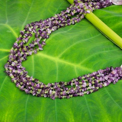 Amethyst and peridot beaded necklace, 'Lilac Lemon' - Beaded Gemstone Necklace with Amethyst and Peridot