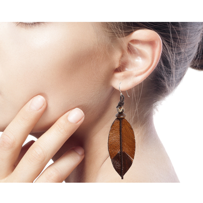 Burgundy Feather Shape Resin Earrings – Shop Iowa