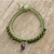Beaded quartz and amethyst bracelet, 'Mae Sa Jungle' - Braided Cord Bracelet with Quartz, Amethyst, and Prehnite thumbail