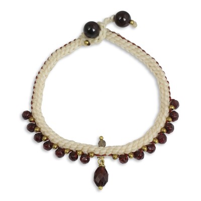 Beaded Genuine Garnet Bracelet Handmade in Thailand