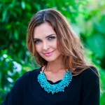 Beaded necklace, 'Pool Party' - Turquoise Colored Calcite and Brass Beaded Necklace