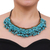 Perlenkette - Halskette mit türkisfarbenen Calcit- und Messingperlen