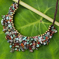 Beaded gemstone necklace, 'Festive Party'